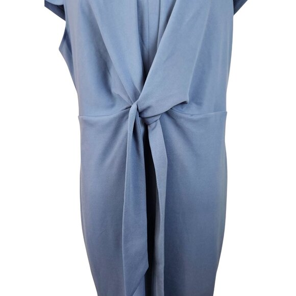 Grace Karin Womens XL Blue Midi Dress Tie Waist & V-Neck Stylish Slit Elegant - Picture 5 of 12